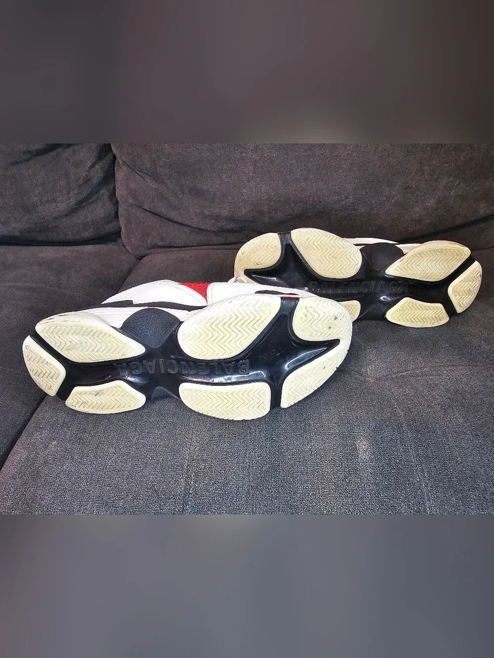 Balenciaga Triple S White Red Black Chunky Sneakers